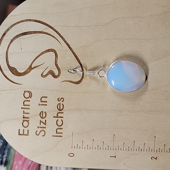 🔥LAST PAIR🔥 Opalite Sterling Silver Oval Drop Earrings, S925 - Picture 3 of 7